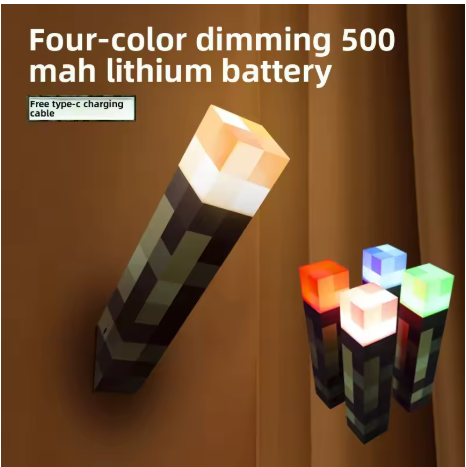Lámpara Antorcha Minecraft LED Multicolor