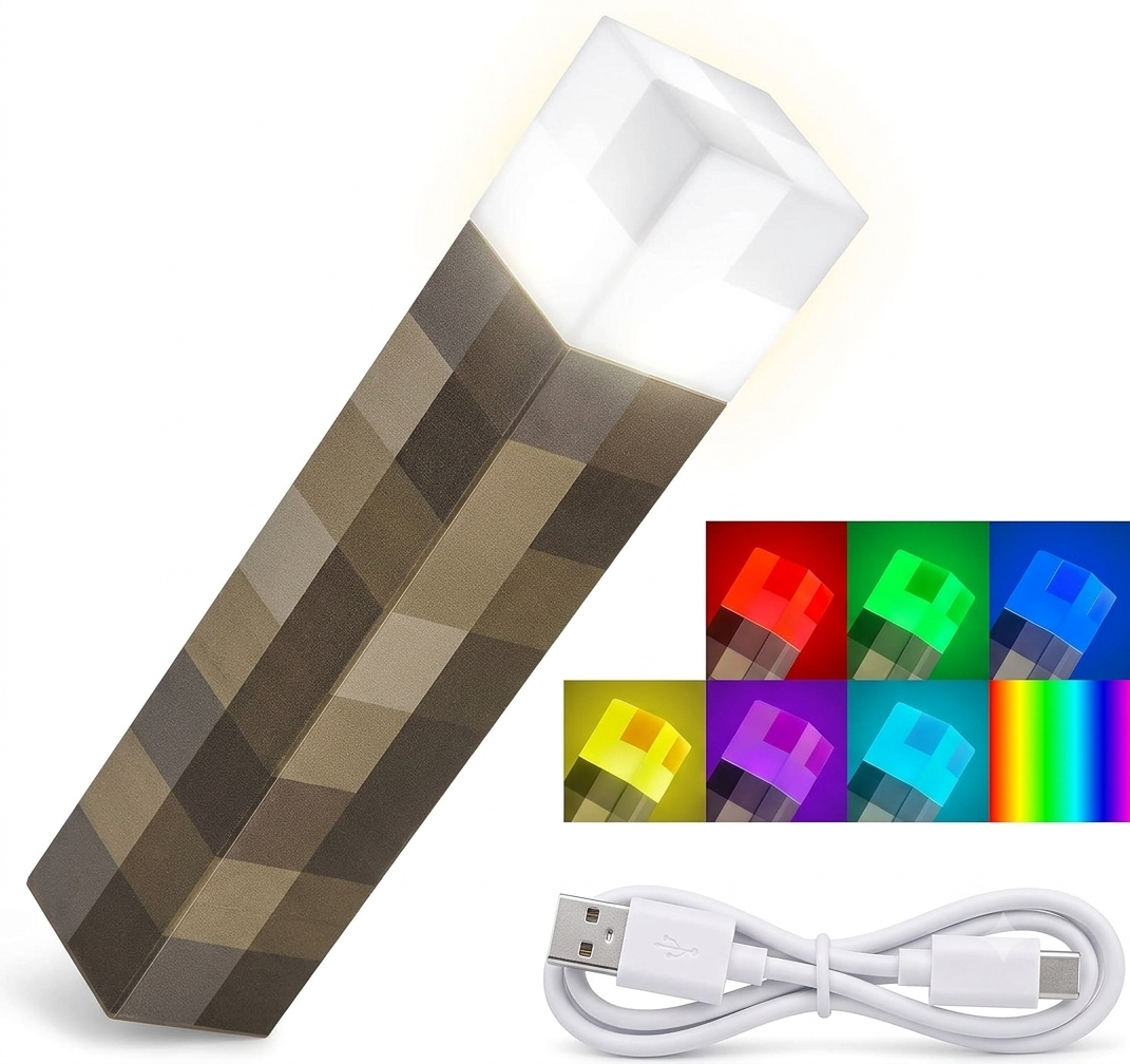 Lámpara Antorcha Minecraft LED Multicolor